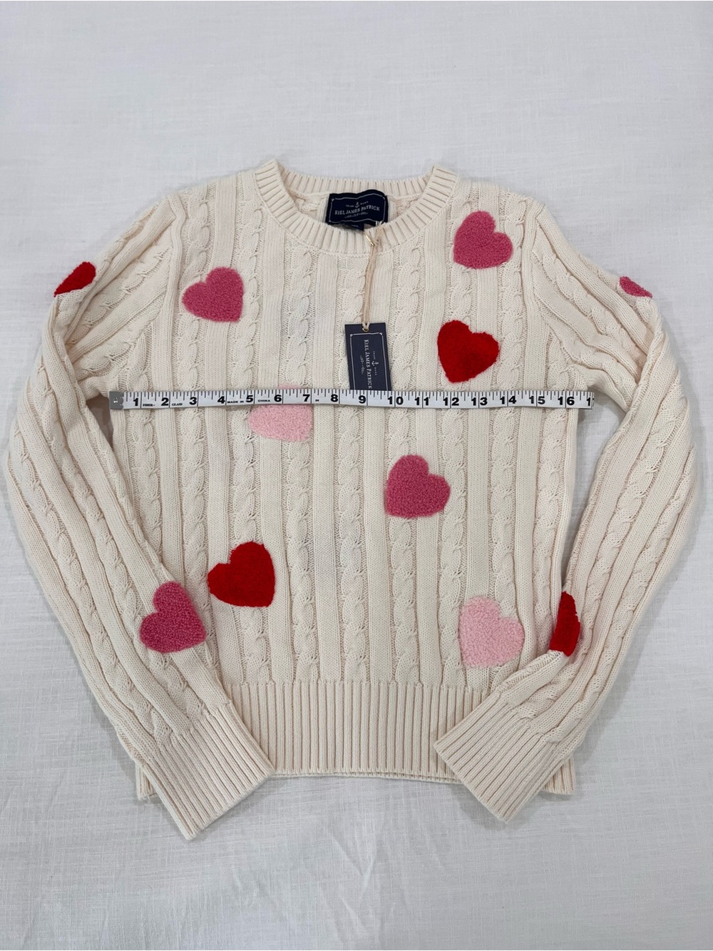 Cable Knit Heart Sweater Kiel James Patrick Size XS NWT - Picture 3 of 5